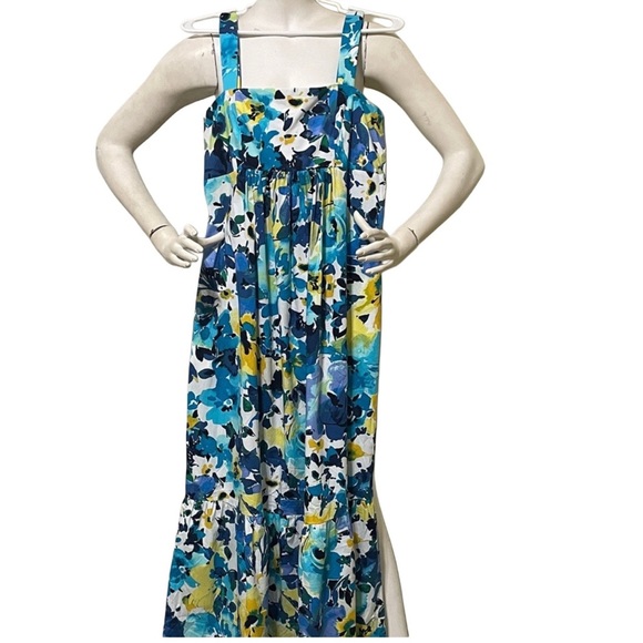 London Times Floral Maxi Dress in Blue and Yellow - Picture 2 of 8